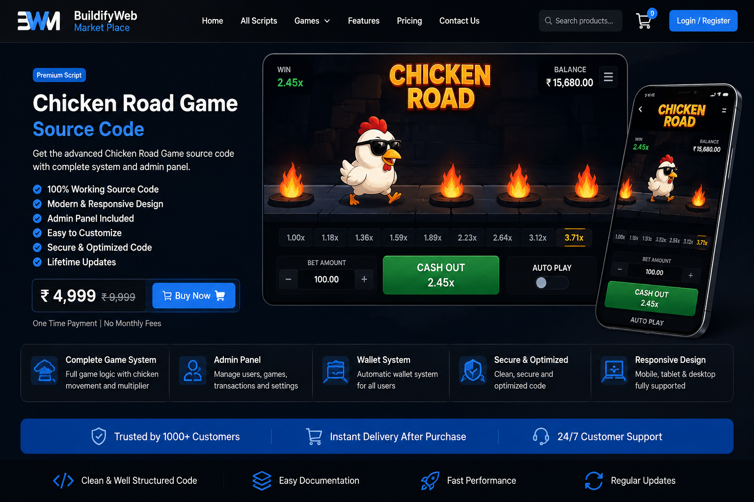 chicken road game complete website source code