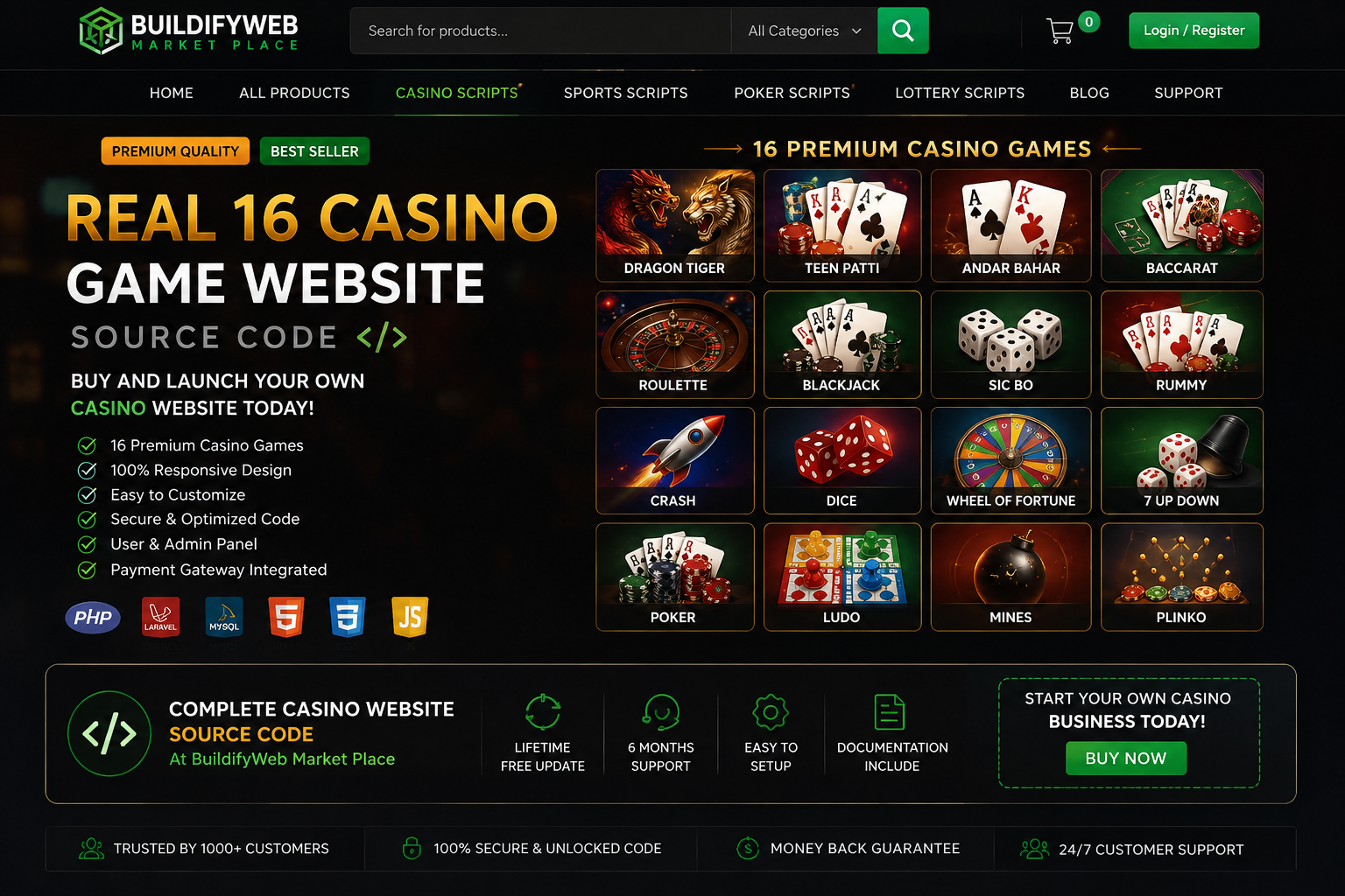 16 Casino Game Website Source Code