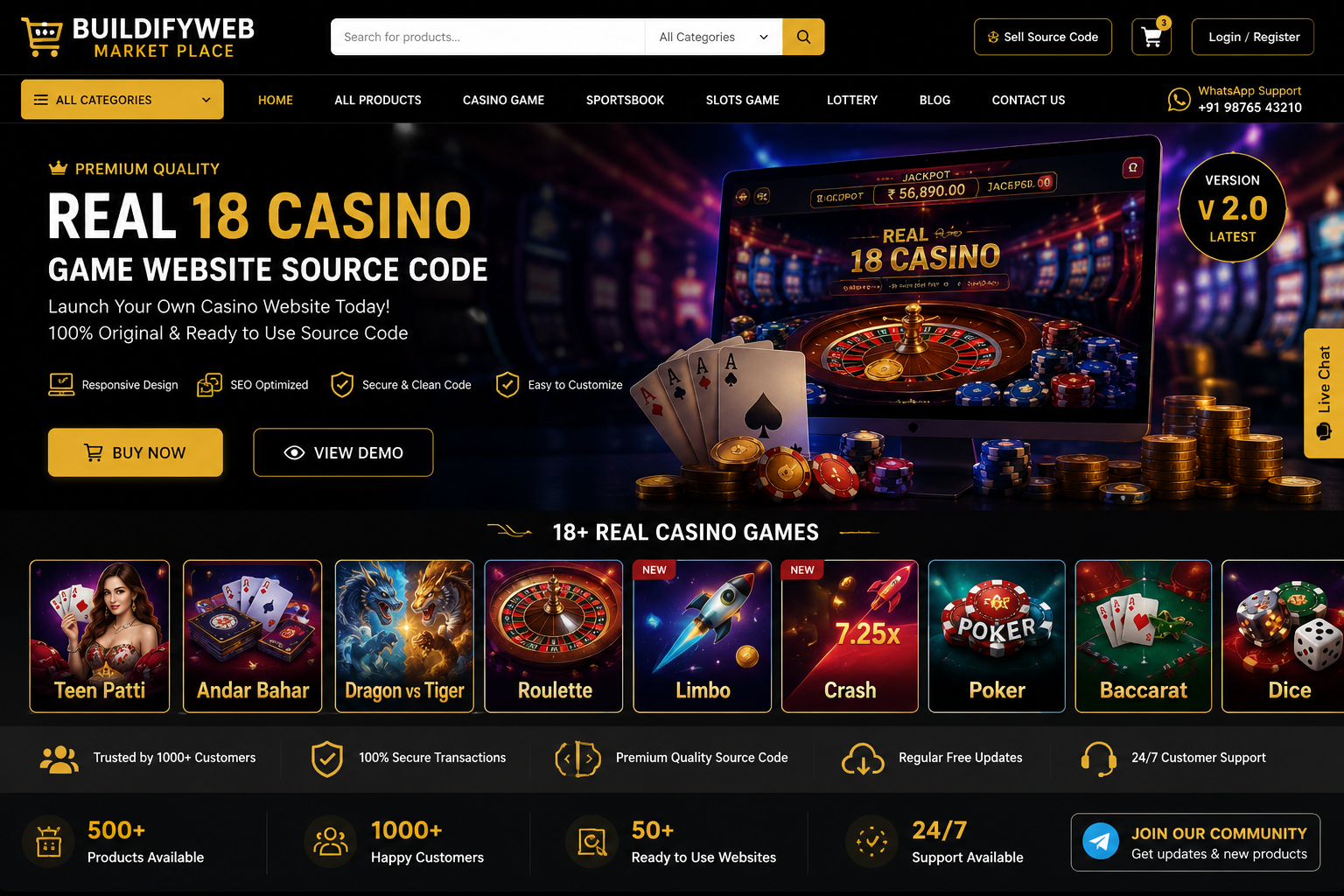 18 cassino game website complete source code